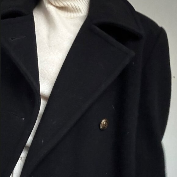EUC double-breasted black wool coat - Picture 2 of 8